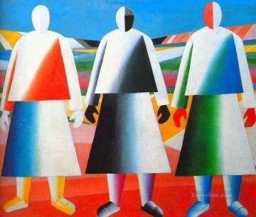 Puramente abstracto Painting - Chicas en el campo 1932 Kazimir Malevich resumen